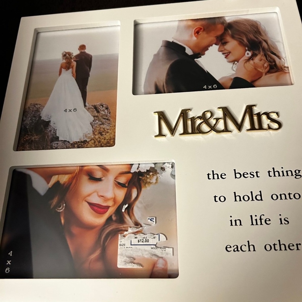 Mr & Mrs White and Gold Photo Frame